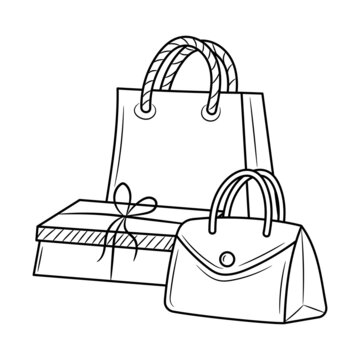 recommend clip art: Shopping bag with gift doodle vector illustration