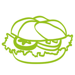 Handgezeichneter Burger in hellgrün