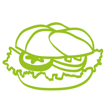 Handgezeichneter Burger in hellgr&uuml;n