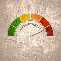 Opportunity level meter. Economy and financial concept