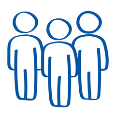 Handgezeichnete Menschengruppe in dunkelblau