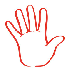 Handgezeichnete Hand in rot