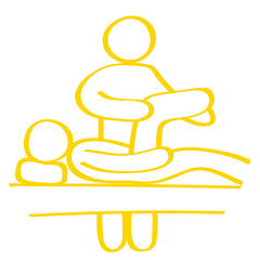 Handgezeichnetes Physiotherapie-Symbol in gelb