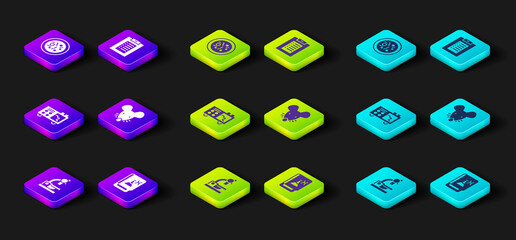 Set Microscope, Genetic engineering book, Spectrometer, Experimental mouse, Clinical record and Petri dish with bacteria icon. Vector