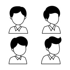 Simple boy kids avatar, with hand drawn outline vector illustration