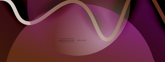 Abstract gradient background with wave line with shadow effect. Geometric composition. 3D shadow effects and fluid gradients