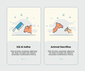 eid al adha and animal sacrifice icons onboarding template for mobile ui user interface app application design
