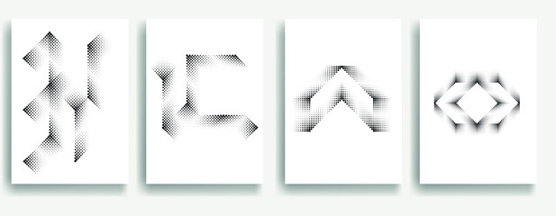 Modern minimal posters .Linear halftone dots Design .elements for your design. vector illustration