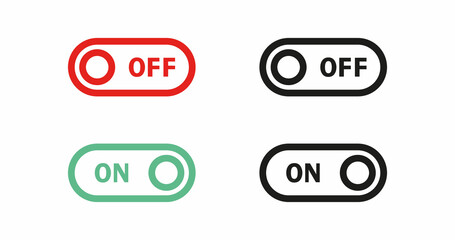 Set on off. On and Off Toggle switch button vector format. Toggle slide for mobile app, social media. Vector illustration.