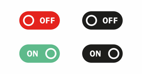 Set on off. On and Off Toggle switch button vector format. Toggle slide for mobile app, social media. Vector illustration.