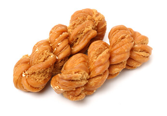 Chinese fried dough twist on white background