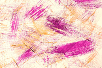 Abstract art background purple and beige colors. Watercolor painting on canvas with lilac color strokes and splash.