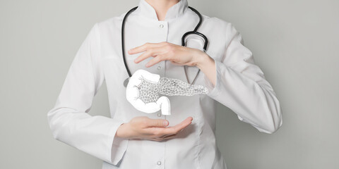 Gastroenterologist doctor, pancreas specialist. Aesthetic handdrawn highlighted illustration of...