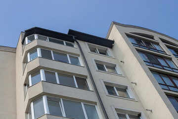 Modern European residential apartment buildings quarter. architecture, fragment of modern urban geometry.