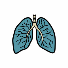 lungs doodle icon, vector color line illustration