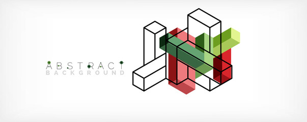 Obraz premium Abstract background. 3d cubes, cubic elements and blocks. Techno or business concept for wallpaper, banner, background, landing page