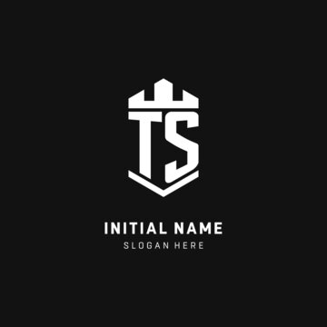 TS monogram logo initial with crown and shield guard shape style