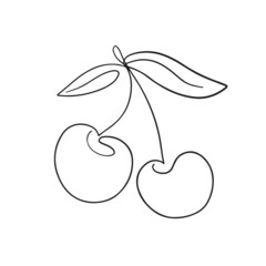 One line cherry drawing
