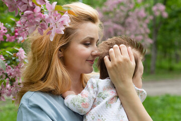 mother and daughter in the garden