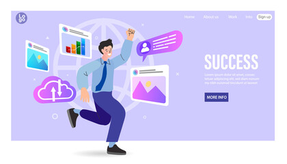 illustration of a person with icons