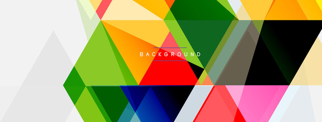 Color triangles composition, geometric abstract background. Techno or business concept, pattern for wallpaper, banner, background, landing page