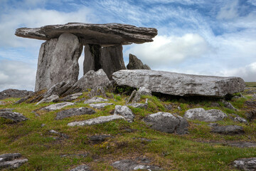 Poulnabrone dolmen. The Burren. Karst landscape Ireland. Rocks. County Clare in the southwest of...