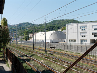 Obraz premium detail of the railway line in la spezia italy