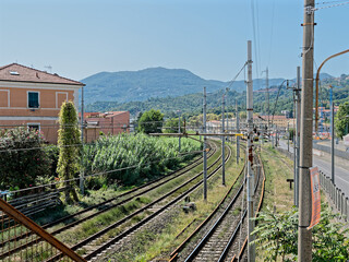 Obraz premium detail of the railway line in la spezia italy