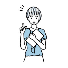 立って書類を手に持って何かひらめいたオフィスカジュアルの女性