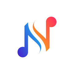 N letter logo for music