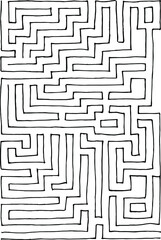 Abstract maze / labyrinth with entry and exit. Vector labyrinth. Manual labyrinth drawing. The game is a maze for fun.