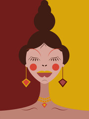 Woman's face illustration portrait abstraction wall art vector design