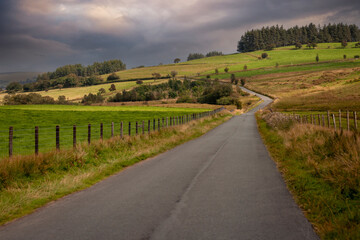 Fototapeta na wymiar A country road in Wales
