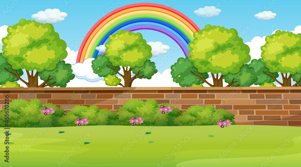 Canvas Prints park landscape scene with rainbow in the sky