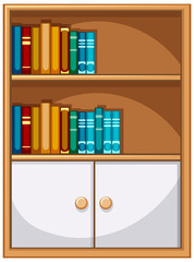 Bookcase with books and cabinet