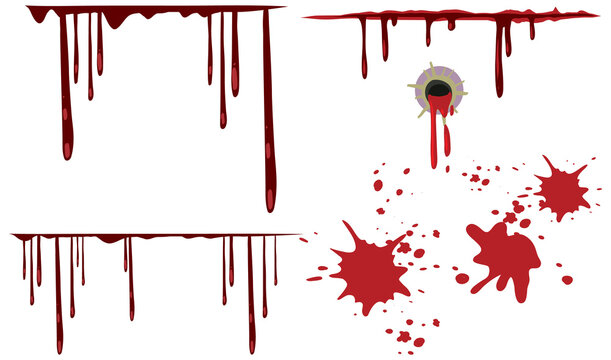Dripping blood set on white background