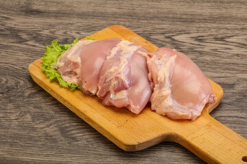 Raw chicken boneless and skinless leg