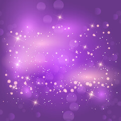 Sparkling bokeh background in violet color. Vector illustration