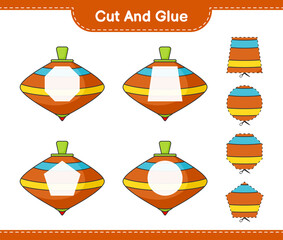 Cut and glue, cut parts of Whirligig Toy and glue them. Educational children game, printable worksheet, vector illustration