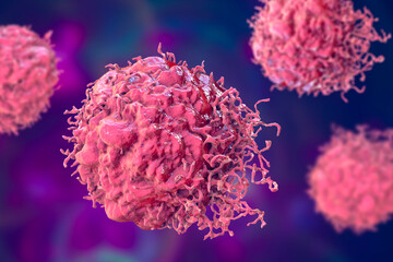 Cancer cells, 3D illustration - obrazy, fototapety, plakaty