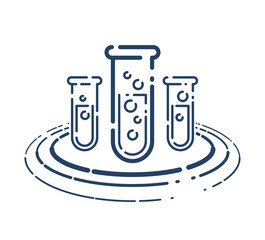 Test tube vector simple linear icon, science chemistry and medicine analysis line art symbol, laboratory research.