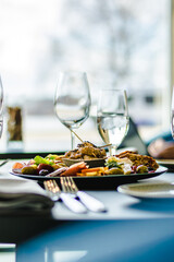 Appetizers platter at a restaurant on a table