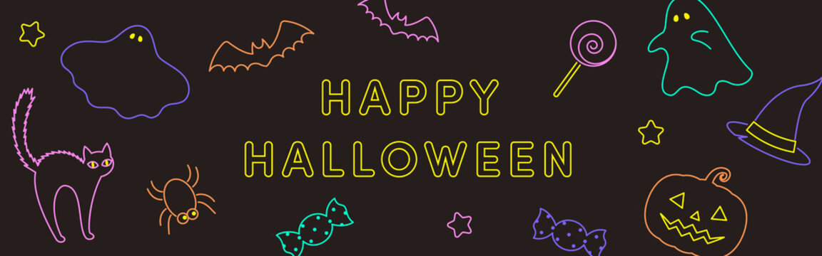 halloween vector background in neon colors for banners, cards, flyers, social media wallpapers, etc.
