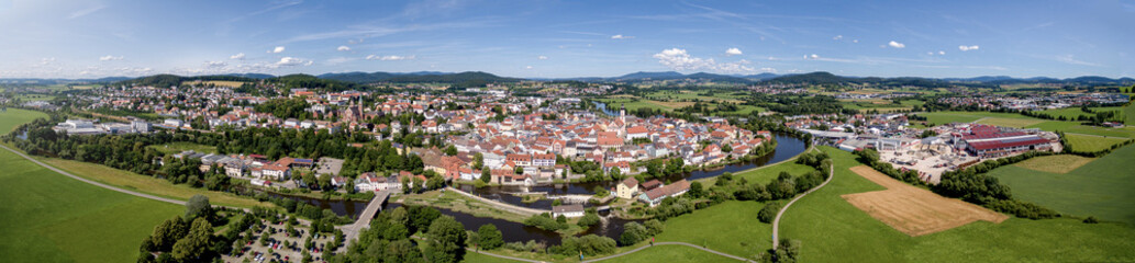 Fototapeta na wymiar Panoramaaufnahme von Cham in der Oberpfalz