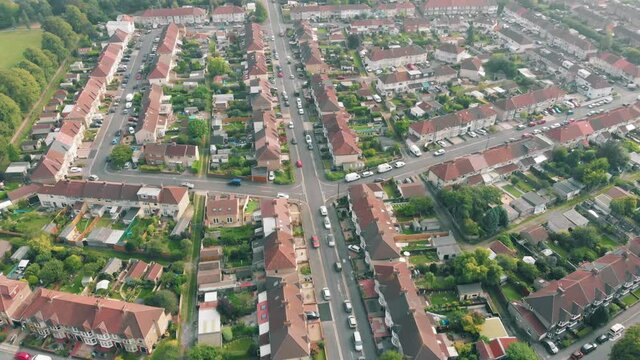 Aerial view of the deprived neighbourhood of Knowle West, Bristol, England