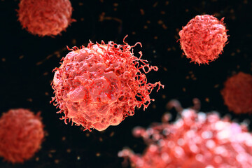 Cancer cells, 3D illustration