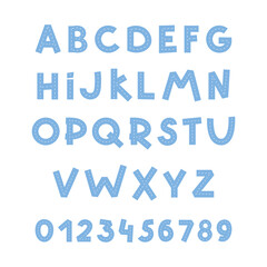 Track road kids blue alphabet. Scandinavian style. Cartoon vector illustration