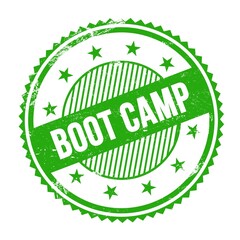 BOOT CAMP text written on green grungy round stamp.