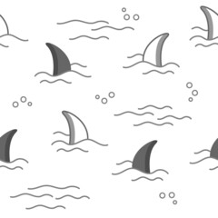 Shark cartoon  Ocean Sea cartoon Seamless Pattern Background Wallpaper Vector Illustration