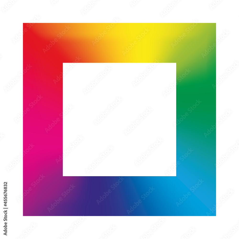 Poster colorful rainbow gradient square frame with sharp corners. vector illustration with rainbow light sp